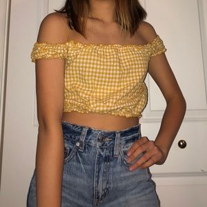 Brandy Melville Yellowed Checkered Top